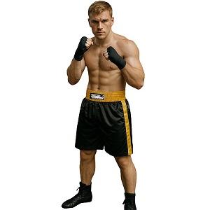 FIGHT-FIT - Pantaloncini da Boxe / Nero-Giallo / Medium