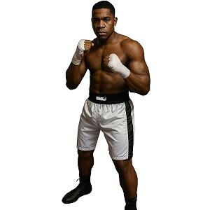 FIGHT-FIT - Pantaloncini da Boxe / Bianco-Nero / Medium