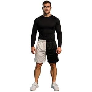 FIGHT-FIT - Pantaloncini da fitness / Nero-Bianco / Small