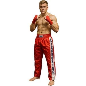 FIGHT-FIT - Pantaloni da Kickboxing / Raso / Rosso / Medium
