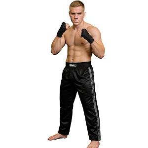 FIGHT-FIT - Pantaloni da Kickboxing / Raso / Nero / Large