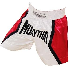 FIGHTERS - Pantaloncini Muay Thai / Bianco-Rosso / Small
