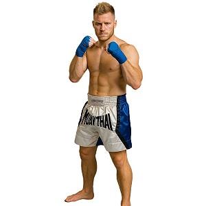 FIGHTERS - Pantaloncini Muay Thai / Bianco-Blu / Large
