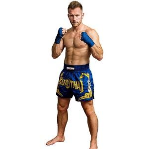 FIGHTERS - Pantaloncini Muay Thai / Blu-Oro / Small