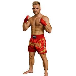 FIGHTERS - Pantaloncini Muay Thai / Rosso-Oro / Small