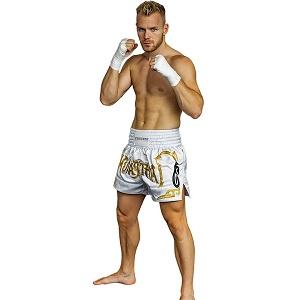 FIGHTERS - Pantaloncini Muay Thai / Bianco-Oro / Small
