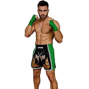 FIGHTERS - Pantaloncini Muay Thai / Elite Fighters / Nero-Verde / XS