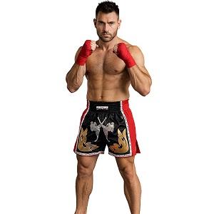 FIGHTERS - Pantaloncini Muay Thai / Elite Fighters / Nero-Rosso / XS
