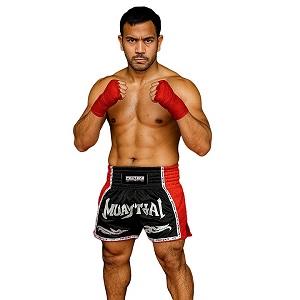 FIGHTERS - Pantaloncini Muay Thai / Elite Pro Muay Thai / Nero-Rosso / Medium