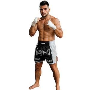 FIGHTERS - Pantaloncini Muay Thai / Elite Muay Thai / Nero-Bianco / Large