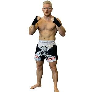 FIGHTERS - Pantaloncini Muay Thai / Skull / Bianco-Nero / XL